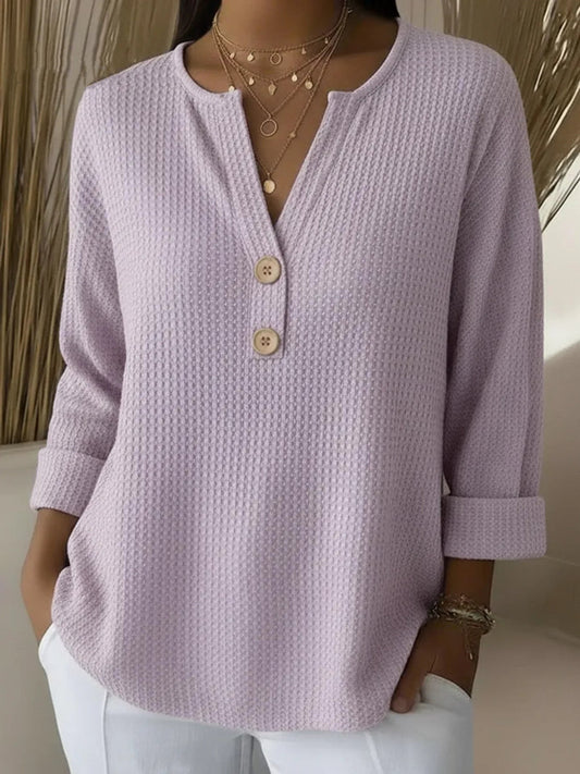 Lucía | Suéter Henley Gofrado con Botones