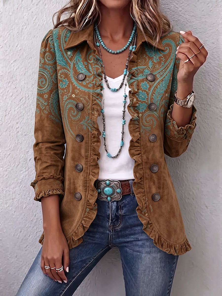 Clelia | Chaleco Estampado Cachemir con Volantes