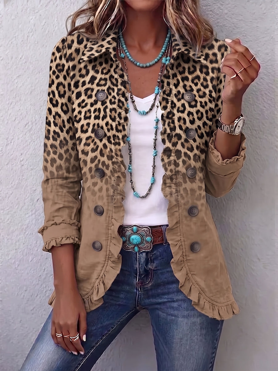 Silvana | Chaleco Leopardo Difuminado con Volantes