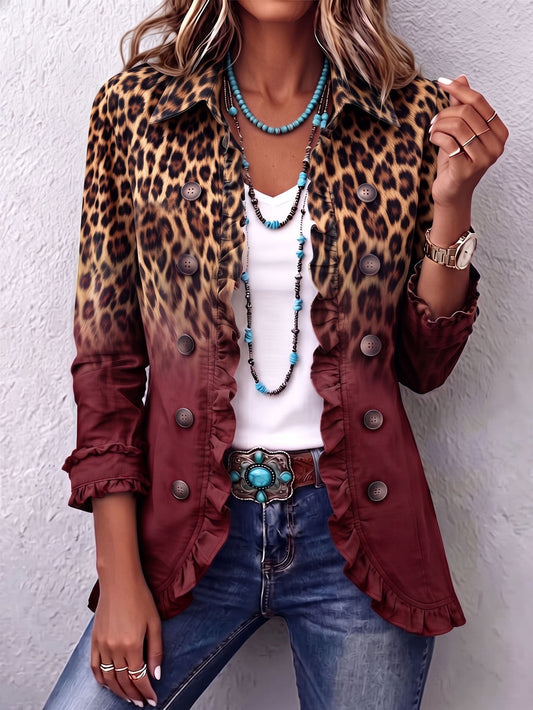 Immacolata | Chaleco Leopardo Burdeos con Volantes