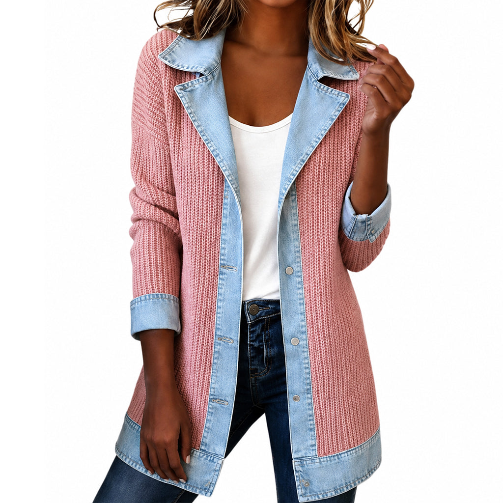 Lea | Chaleco de Denim y Punto Acanalado